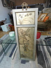 Impressive Japanese Double Sided Painted Wooden Wall/Window Hanging