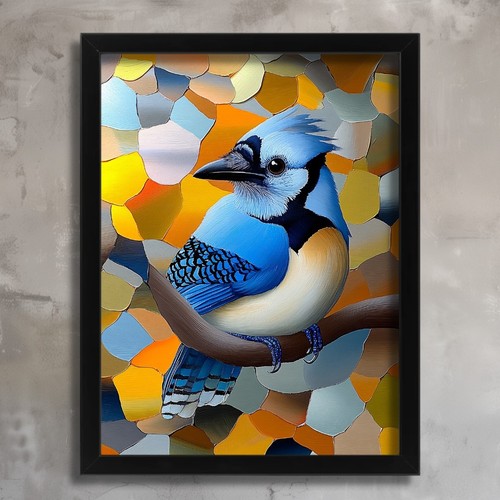 Modern bird artwork blue - bird,