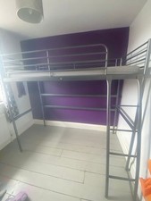 IKEA SVÄRTA Loft Bed Frame and mattress, Silver, 90cm x 200cm