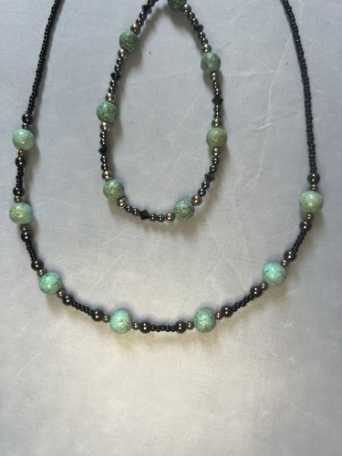Blue beaded necklace and - beaded,
