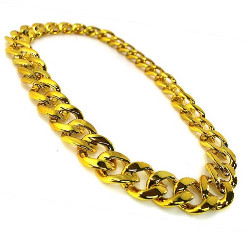 Gold hip hop chain necklace - gold,