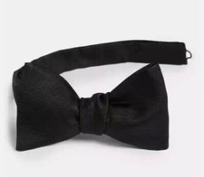 ETON SHIRTS - 100% SILK EVENING BOW TIE BLACK GROSGRAIN READY TIED