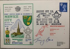NORWICH CITY V EVERTON 1972 DAWN FIRST DAY COVER SIGNED BY JIMMY BONE