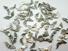 50 Pcs Mixed Tibetan Antique Silver Color Angel Fairy Wings Spacer Beads Charms 