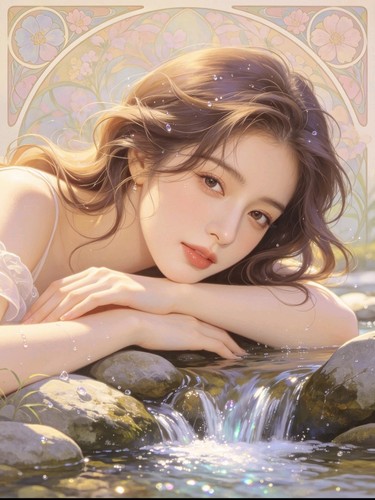 Art nouveau unique lady - nouveau,