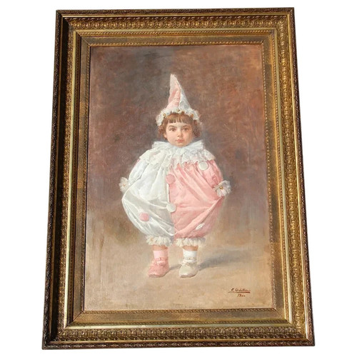 Antique large oil painting - oil,