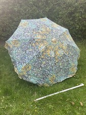 Vintage Retro 1970’s Multicoloured Blue Floral  Garden Sun Parasol 80s Prop