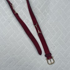 St Michael Belt Vintage Sz M Statement Leather Red Suede Gold Buckle Horsebit