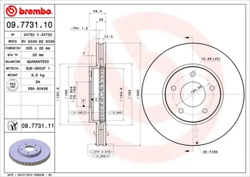 Brake disc internally - 2x,