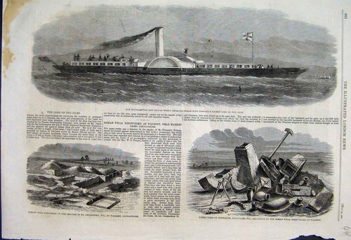 Original old antique print - old,