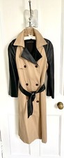 Zara Woman Camel Contrasting Faux Leather Belted Trench Coat S BNWOT LAST ONE
