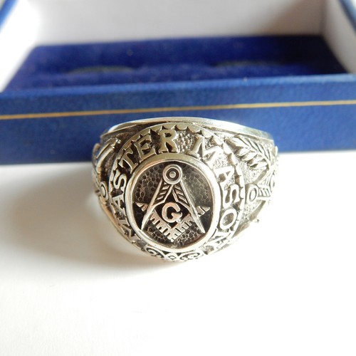 Solid silver masonic signet - masonic,