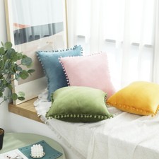 Velvet Pom-poms Cushion Covers