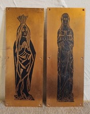 2 x Vintage Door Finger Plates -  Heavy Copper/Brass Effect from Brass Rubbings
