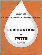 ERF KV LV A SERIES TRUCK 1968 FACTORY LUBRICATION & MAINTENANCE INTERVALS GUIDE