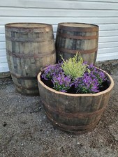 50CM TALL LARGE WIDE OAK HALF BARREL TREE SHRUB FLOWER GARDEN PLANTER POT TUB