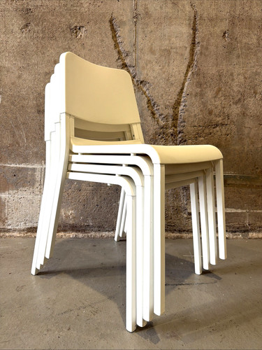 White ikea stacking chairs - stacking,