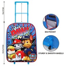 PAW Patrol Boys Kids Trolley Cabin Hand Luggage Folding Wheeled Bag Travel Gift