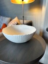 Large White Ribbed Ceramic