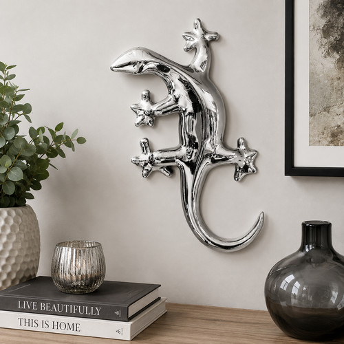 Large silver gecko wall - gecko,