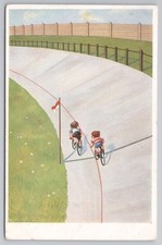 Vintage Cycling Postcard Boys