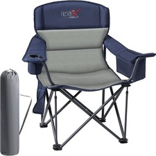 Oversized Camping Chair for Adults 200KG with Cup Holder Blue Relax Field