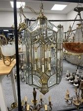 Huge Brass Cut Glass Hall Foyer Lantern Chandelier Light H95cm (New York Hotel)
