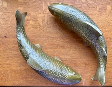 Stunning Vintage Pair of Large Bronze Fish, Koi Carp, 30 cm long