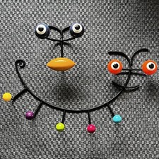 Pair Of Pylones Wall Mounted Colourful Retro Coat Hooks Caterpillar Alien Retro