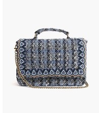 Beaded Tweed Crossbody Bag