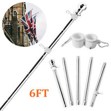 6ft Adjustable Flag Pole Stainless Heavy Duty Rotating Flag Anti Tangle Caravan