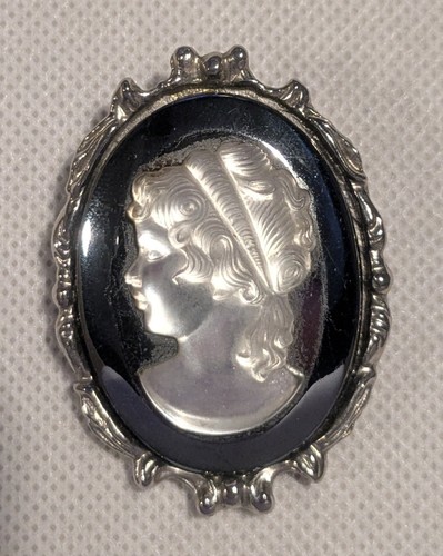 Vintage silver tone grey - grey, glass