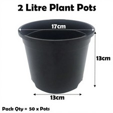 2 Litre Black Plant Pots