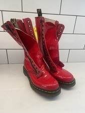 BRIGHT RED DOC MARTENS DM BOOTS TALL PUNK 4 UK 37 EU 6 US READ DESCRIPTION BI29