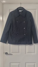 LAURA CLEMENT SMART NAVY BLUE DOUBLE BREASTED BUTTON TRENCH REEFER COAT JACKET