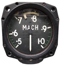 6A/2194 Machmeter, de Havilland Vampire, Vintage British, Aircraft, Mach 0.5-1.0