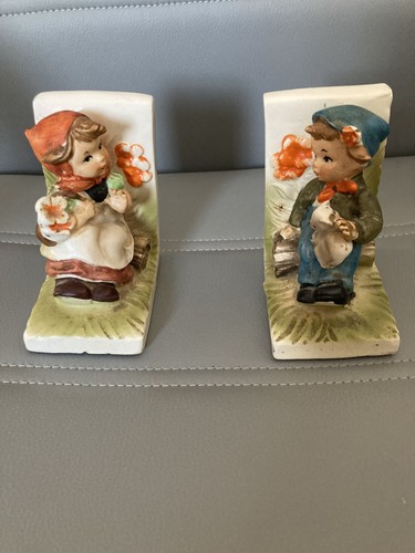 Vintage book ends boy - &, girl