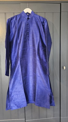 Men blue silk - kurta, with