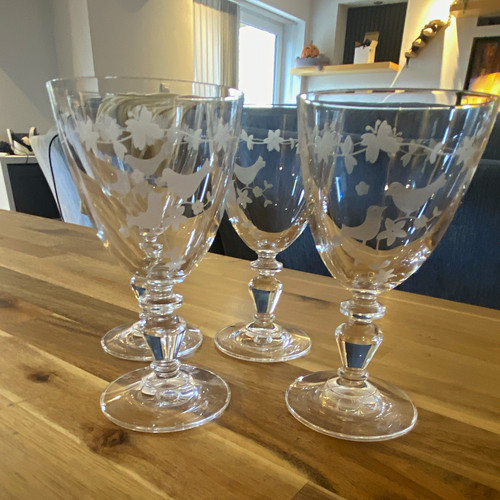 Set clear etched floral - 4,