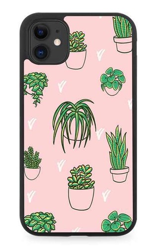 Pink house plants rubber phone - rubber,