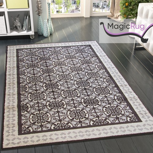 Grey rug dark trellis - grey,