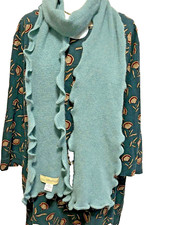 Nicky Thomson  Lambswool Angora Blend  Ruffle Edge  Scarf  Light Green