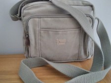 Troop London khaki canvas crossbody shoulder bag