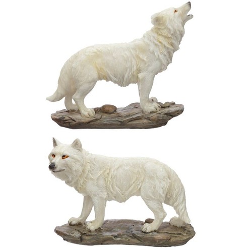 White wolf figurine ornament - wolf,