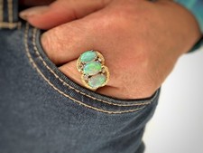 Antique Fire Opal & Diamond