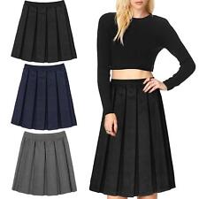 Ladies Elasticated Box Pleated Formal Smart Casual Knee Length Skirt Size S-XXL