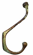 Vintage Large 7” Solid Brass Original Reclaimed Victorian Double Coat Hook