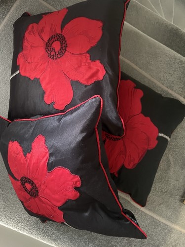 Black red poppy - black, floral