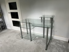 Glass Office Desk Modern, Clear, and Durable