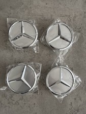 4 X Mercedes Silver Alloy Wheel Centre Hub Caps 60mm A B C E S CLA GLA Class New